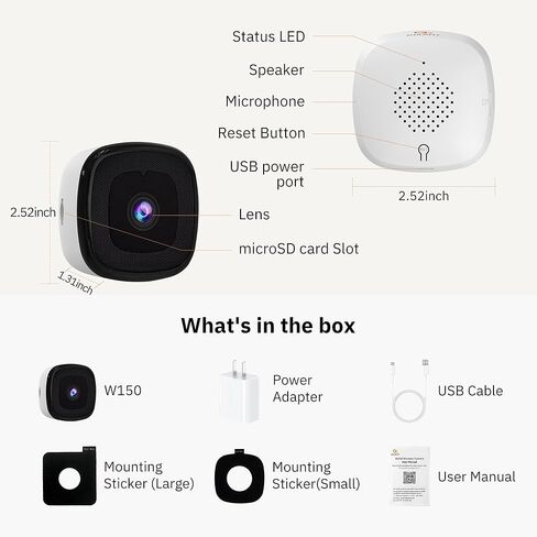 Girafit 5MP 3K Window Camera, 2.4GHz & 5GHz WiFi Indoor Security Camera for Home, ChroMax AI Color Night Vision, Person & Motion Detection, 24/7 Recording, Easy & Quick Install in Kuwait