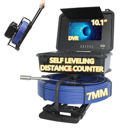 كاميرا الصرف الصحي ذاتية التسوية مع مسبار 512 هرتز، عداد المسافة، كابل 100 قدم/30 متر و7 مم، كاميرا فحص أنابيب الصرف IPS مقاس 10 بوصات مع مسجل فيديو رقمي، 12 مصباح LED قابل للتعديل للسباكة المنزلية والسباكين in Kuwait