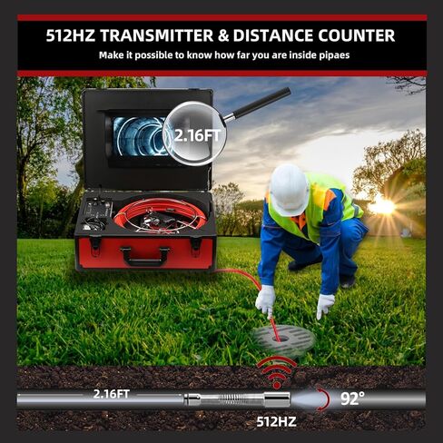 كاميرا الصرف الصحي، 100FT/30M، كاميرا فحص الصرف ذاتية التسوية مع شاشة HD 1080P مقاس 10 بوصات، تكبير 5X، كاميرا سباكة صناعية مقاومة للماء IP68 مع 12 مصباح LED، بطاقة 16 جيجابايت لقناة الأنابيب المنزلية in Kuwait