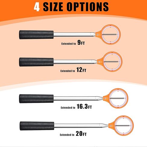 Professional Golf Ball Retriever Telescopic for Water, 9Ft/12Ft/16.3Ft/20Ft Stainless Steel Golf Ball Retriever with Spring Release-Ready Head Locking Clip in Saudi Arabia