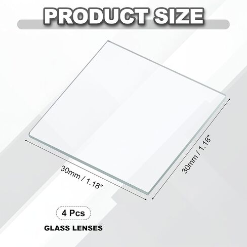 PATIKIL 30x30mm Glass Streak Plate, 4pcs Lab Glass Slides Microscope Glass Slides Optical Optically Clear Glass Slides Smooth Edges High Transparency Transparent Uniform Thickness in Saudi Arabia