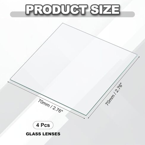 PATIKIL 70x70mm Glass Streak Plate, 4pcs Lab Glass Slides Microscope Glass Slides Optical Optically Clear Glass Slides Smooth Edges High Transparency Transparent Uniform Thickness in Saudi Arabia
