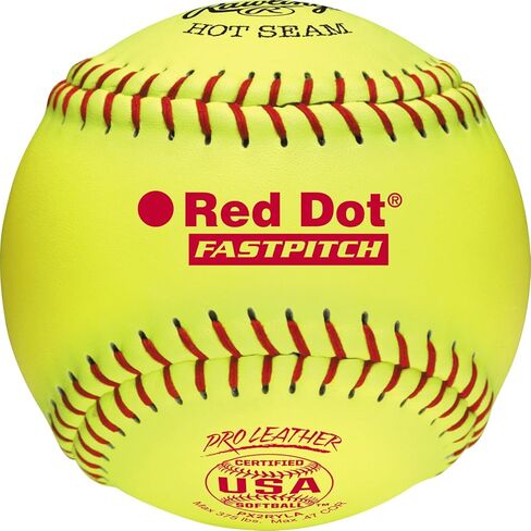 رولينغز رولينغز | الكرات اللينة الرسمية من NFHS Red Dot Fastpitch | الولايات المتحدة الأمريكية/ASA NFHS | خيارات مقاس 11 بوصة و12 بوصة | غطاء جلدي احترافي | 12 عدد in Saudi Arabia
