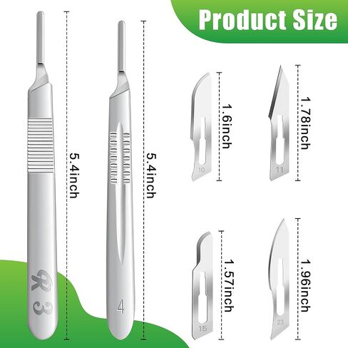 Geiserailie 80 PCS Scalpel Blades#10#11#15#23 with 4PCS Stainless Steel Handle, Individually Wrapped High Carbon Steel Surgical Blades for Sculpting, Cutting, Crafts, Sterile Sterile Dermaplane Tool in Saudi Arabia
