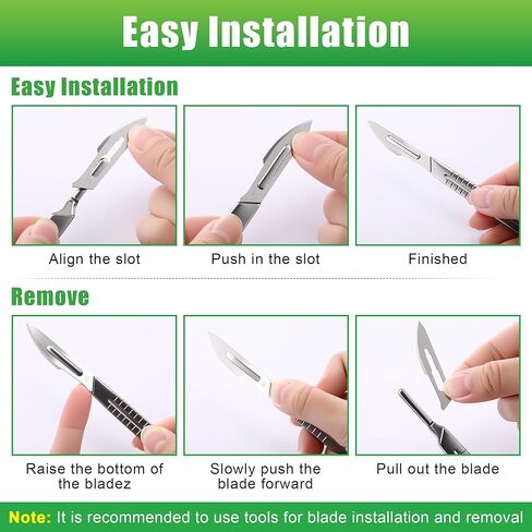 Geiserailie 80 PCS Scalpel Blades#10#11#15#23 with 4PCS Stainless Steel Handle, Individually Wrapped High Carbon Steel Surgical Blades for Sculpting, Cutting, Crafts, Sterile Sterile Dermaplane Tool in Saudi Arabia