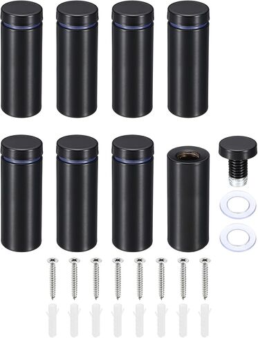 PATIKIL 3/4 x 2 Inch Sign Standoff Screws, 8 Set Stainless Steel Wall Standoff Mounting Hardware Advertising Glass Nail for Hanging Acrylic Picture Frame Acrylic Panel, Black in Saudi Arabia