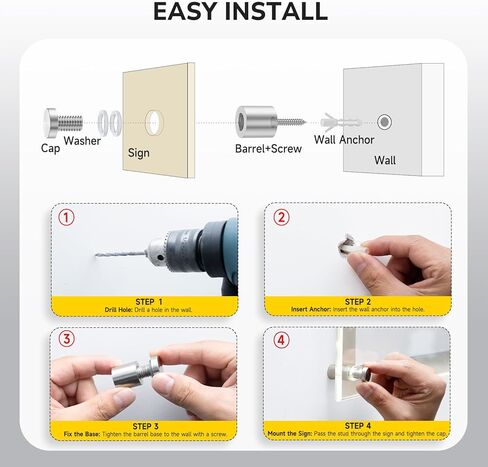 50 Pcs 3/4 x 3/4 Inch Stainless Steel Standoff Screws, Standoff Wall Mounts, Stand Off Mounting Hardware Advertising for Acrylic Sign Holder, Silver in Kuwait