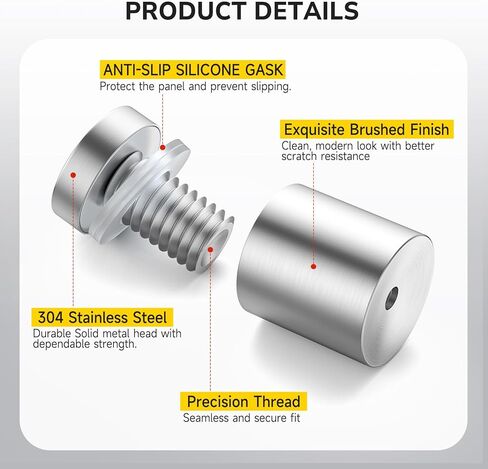 50 Pcs 3/4 x 3/4 Inch Stainless Steel Standoff Screws, Standoff Wall Mounts, Stand Off Mounting Hardware Advertising for Acrylic Sign Holder, Silver in Kuwait