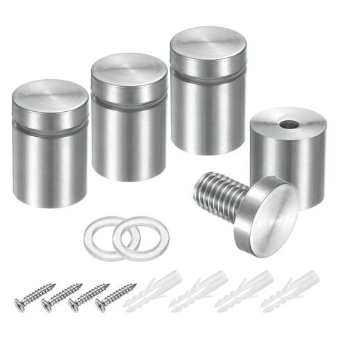 uxcell 4Pcs Sign Standoff Screws, 3/4" x 1" Stainless Steel Wall Standoff Mount Hardware Advertising Glass Nail for Glass Acrylic Panel Picture Frame, Silver Tone in Saudi Arabia