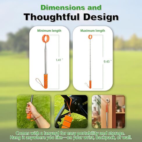 مسترد كرة الجولف التلسكوبي، عمود من الفولاذ المقاوم للصدأ عالي التحمل بطول 9 أقدام مع قبضة مطاطية مضادة للانزلاق، مسترد كرة جولف احترافي مزدوج الجوانب وسهل الالتقاط in Kuwait