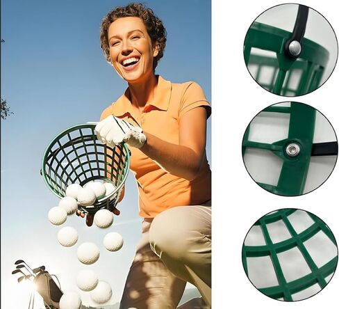 Golf Ball Basket,Golf Balls Container Case,Ball Bucket with Handle,Balls Holder,Holds 50 Balls,Green Color in Saudi Arabia