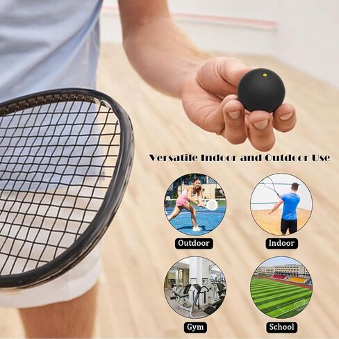 4 Pcs Squash Balls, Single Yellow Dots, Single Red, Blue, Double Yellow Dots, Sports Squash Ball for Beginners and Training in Saudi Arabia