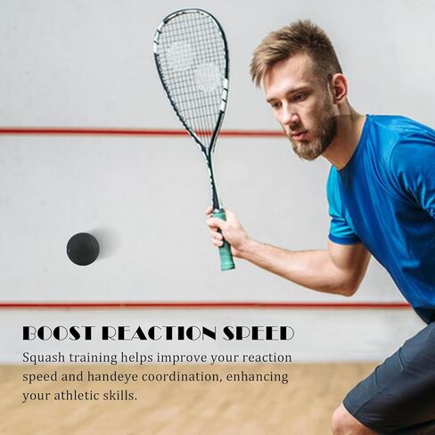 4 Pcs Squash Balls, Single Yellow Dots, Single Red, Blue, Double Yellow Dots, Sports Squash Ball for Beginners and Training in Saudi Arabia