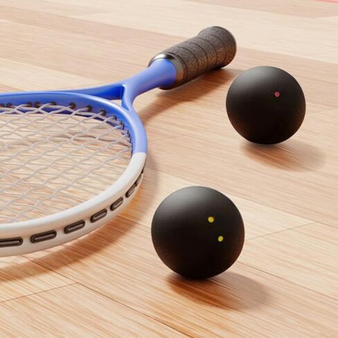 4 Pcs Squash Balls, Single Yellow Dots, Single Red, Blue, Double Yellow Dots, Sports Squash Ball for Beginners and Training in Saudi Arabia