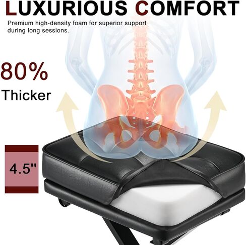 Adjustable Piano Bench with Storage - Keyboard Stool with 3-Level Height,Thicked Comfortable Padded Seat & Foldable X-Frame,Keyboard Bench with Non-Slip Feets, Sturdy Support for Kids & Adults (Black) in Kuwait