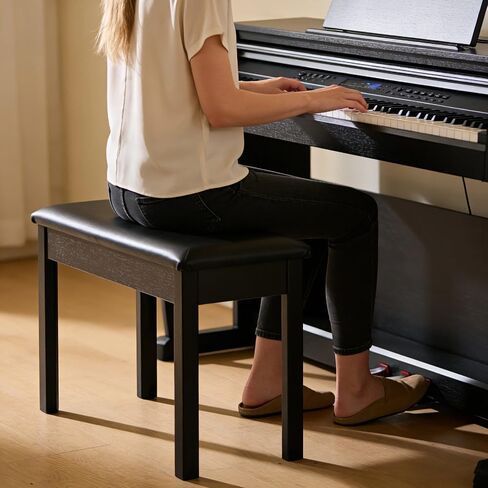 S100 Solid Wood Duet Piano Bench with Storage, Piano Stool with Padded Cushion, Keyboard Bench with Bookcase, Piano Chair and Piano Seat. High-Density Sponges. in Saudi Arabia
