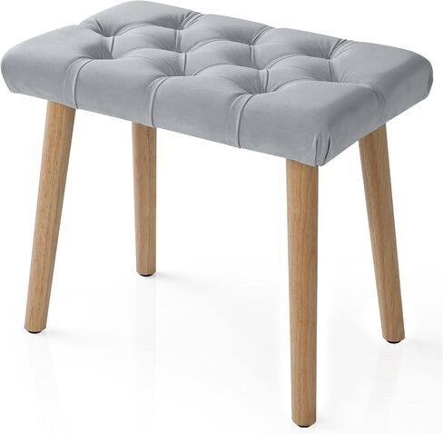 AKLOT Velvet Upholstered Piano Bench: Rubberwood Legs with 300-Pound Load Capacity, Ergonomically Set Seat Height, Easy Assembly, Purpose Keyboard Stool for Vanity, Bedroom & Living Room (Dark Blue) in Kuwait