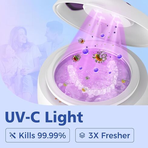 آلة تنظيف التجنيب بالموجات فوق الصوتية المقاومة للماء مع خزان مياه قابل للإزالة سعة 180 مل - منظف بالموجات فوق الصوتية 45 كيلو هرتز لحراس الفم والمجوهرات ومنظف التجنيب - مؤقت رقمي، إيقاف مؤقت ذكي، هادئ حتى 30 ديسيبل in Kuwait