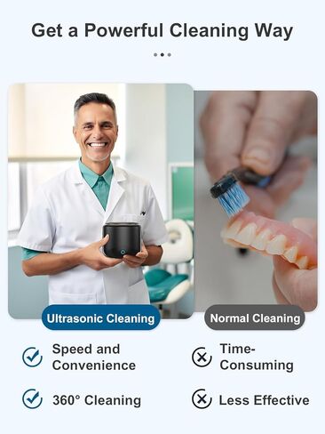 منظف ​​المثبات بالموجات فوق الصوتية، آلة تنظيف المثبت 45 كيلو هرتز لأطقم الأسنان، واقيات الفم، والمصففات، والأقواس، ورؤوس فرشاة الأسنان والمجوهرات، وكبسولة تنظيف الأسنان 230 مل مع 3 أوضاع ومؤقت رقمي in Kuwait