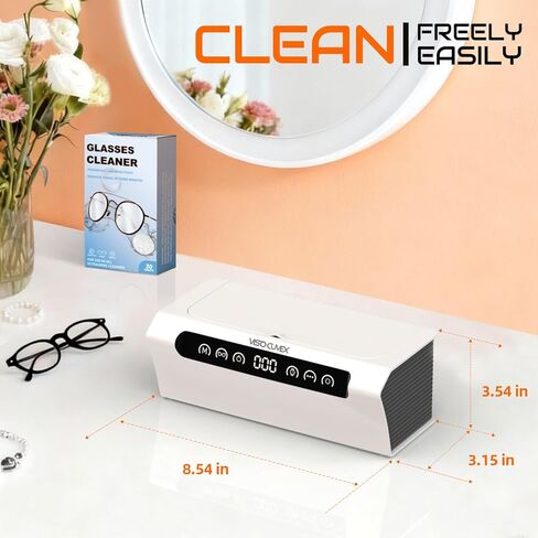 Ultrasonic Jewelry Cleaner, 45KHz Ultrasonic Cleaner Machine with 4 Cleaning Modes, 16.9oz Capacity, Digital Touch Control with Cleaning Tablets for Jewelry, Eyeglasses, Rings, Retainers, Watch Straps in Saudi Arabia