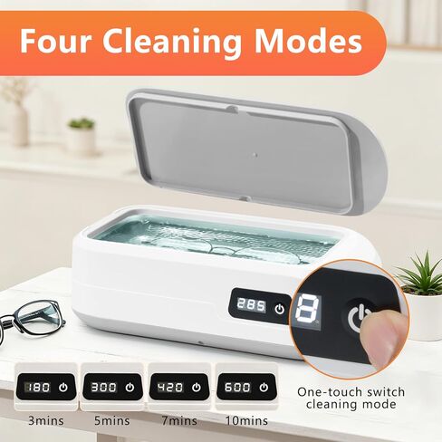 Ultrasonic Jewelry Cleaner,49Khz Ultrasonic Cleaner,Jewelry Cleaner Ultrasonic Machine for Jewelry,Glasses, Rings, Retainer, Watch Strap, Dentures,304 Stainless Steel Cleaning Pod-White in Kuwait