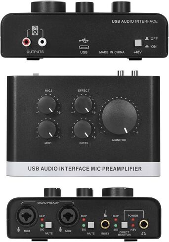 USB Audio Interface with 2X XLR/TRS Inputs, Phantom Power, USB-A/C Connectivity Perfect for Recording, Live Streaming, Podcasting Home Studio Use by Musicians Content Creators(OS3) in Saudi Arabia