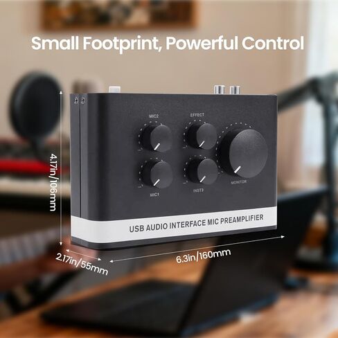 USB Audio Interface with 2X XLR/TRS Inputs, Phantom Power, USB-A/C Connectivity Perfect for Recording, Live Streaming, Podcasting Home Studio Use by Musicians Content Creators(OS3) in Saudi Arabia