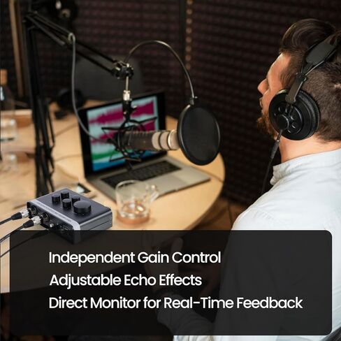 USB Audio Interface with 2X XLR/TRS Inputs, Phantom Power, USB-A/C Connectivity Perfect for Recording, Live Streaming, Podcasting Home Studio Use by Musicians Content Creators(OS3) in Saudi Arabia