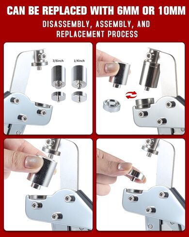 Stainless Steel Grommet Kit (3/8 and 1/4) Includes a Hammer and Bag and 200 10mm and 300 6mm Grommets. Eyelet and Grommet Tool Kit for DIY Tarp Leather Ring Repair and Installation. in Kuwait