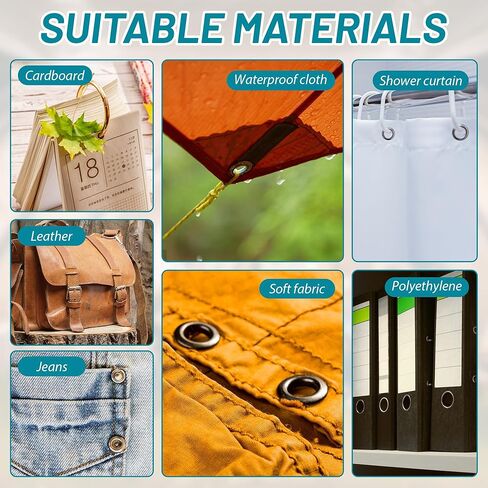 Grommet Tool Kit,Volnexlab Heavy Duty Grommet kit 1/4"and 3/8" with 400 Pair 6mm and 10mm Silver Eyelet Pliers for Leather, Canvas, Tarps Tents, Vinyl,and DIY Crafts in Kuwait