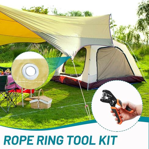 Grommet Tool Kit,Volnexlab Heavy Duty Grommet kit 1/4"and 3/8" with 400 Pair 6mm and 10mm Silver Eyelet Pliers for Leather, Canvas, Tarps Tents, Vinyl,and DIY Crafts in Kuwait