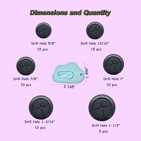 65Pcs Round Rubber Grommets kit 6 Sizes Double Sided Rubber Grommets for Wiring Automotive Rubber Firewall Hole Plug Cable Wire Protection with Retractable Knife(1-1/2" 1-3/16" 1" 7/8" 13/16" 5/8") in Kuwait