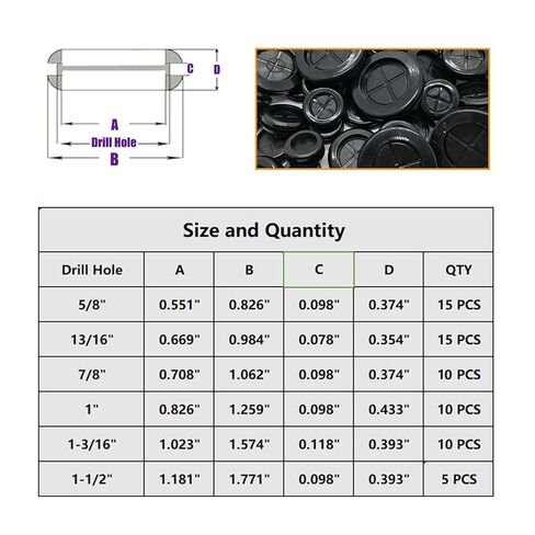 65Pcs Round Rubber Grommets kit 6 Sizes Double Sided Rubber Grommets for Wiring Automotive Rubber Firewall Hole Plug Cable Wire Protection with Retractable Knife(1-1/2" 1-3/16" 1" 7/8" 13/16" 5/8") in Kuwait