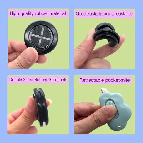 65Pcs Round Rubber Grommets kit 6 Sizes Double Sided Rubber Grommets for Wiring Automotive Rubber Firewall Hole Plug Cable Wire Protection with Retractable Knife(1-1/2" 1-3/16" 1" 7/8" 13/16" 5/8") in Kuwait