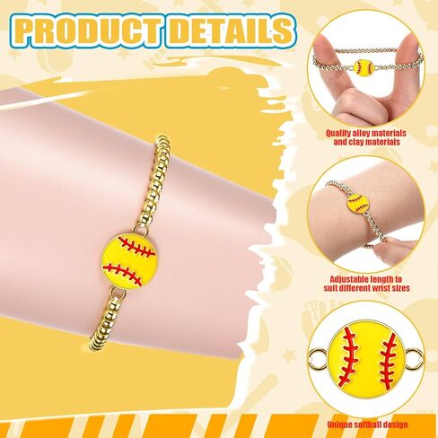 Tondiamo 24 Pcs Cheer Bracelets Gifts Bulk Beaded Stretch Bracelets Charm Gifts Sport Jewelry Party Favors Supplies for Team Friends Accessories in Saudi Arabia