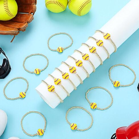 Tondiamo 24 Pcs Cheer Bracelets Gifts Bulk Beaded Stretch Bracelets Charm Gifts Sport Jewelry Party Favors Supplies for Team Friends Accessories in Saudi Arabia