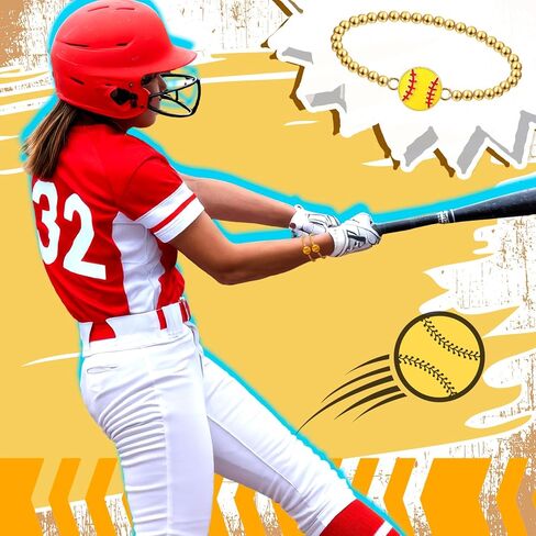 Tondiamo 24 Pcs Cheer Bracelets Gifts Bulk Beaded Stretch Bracelets Charm Gifts Sport Jewelry Party Favors Supplies for Team Friends Accessories in Saudi Arabia