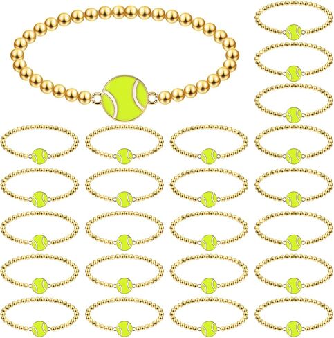 Tondiamo 24 Pcs Cheer Bracelets Gifts Bulk Beaded Stretch Bracelets Charm Gifts Sport Jewelry Party Favors Supplies for Team Friends Accessories in Saudi Arabia