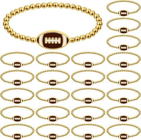 Tondiamo 24 Pcs Cheer Bracelets Gifts Bulk Beaded Stretch Bracelets Charm Gifts Sport Jewelry Party Favors Supplies for Team Friends Accessories in Saudi Arabia