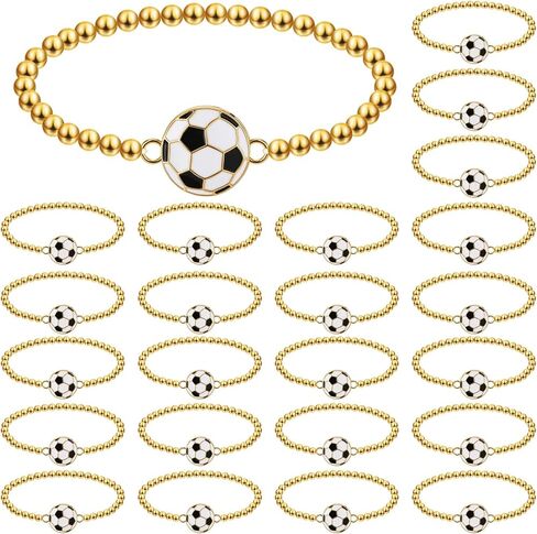 Tondiamo 24 Pcs Cheer Bracelets Gifts Bulk Beaded Stretch Bracelets Charm Gifts Sport Jewelry Party Favors Supplies for Team Friends Accessories in Saudi Arabia