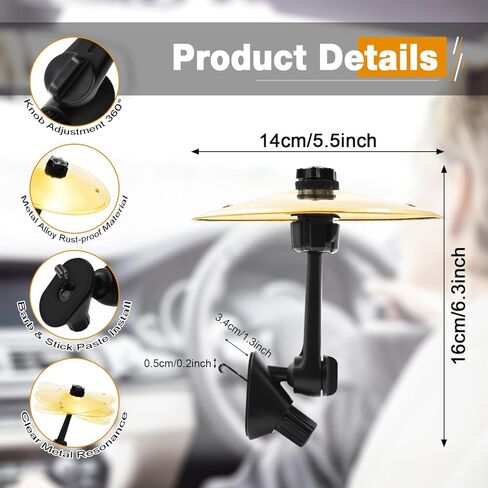 Car Cymbal Air Vent, Mini Cymbal for Car, Car Symbol Drum Air Vent for Music Lovers, Mini Car Drum Rhythm Toy for All Vehicles - Gold in Saudi Arabia