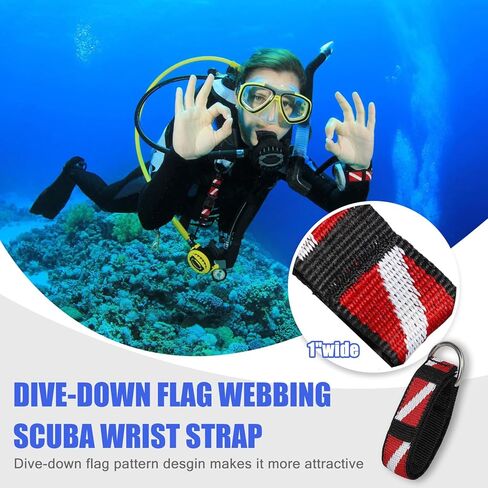 2 PCS Wrist Strap for Scuba Diving, Adjustable Wrist Strap with Stainless Steel D Ring,Snorkelers Wrist Lanyard for Flashlights, Cameras, Compass, Dive Slates in Kuwait
