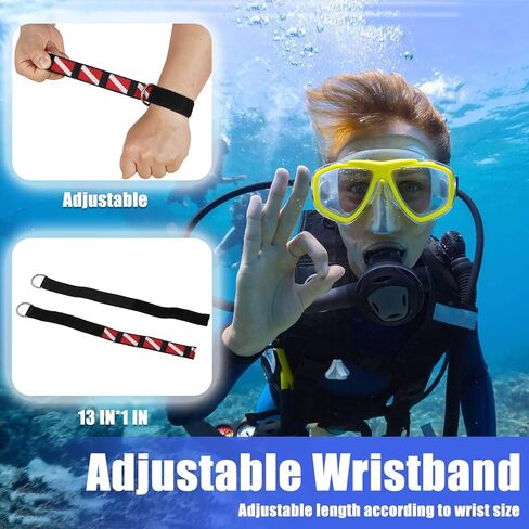 2 PCS Wrist Strap for Scuba Diving, Adjustable Wrist Strap with Stainless Steel D Ring,Snorkelers Wrist Lanyard for Flashlights, Cameras, Compass, Dive Slates in Kuwait