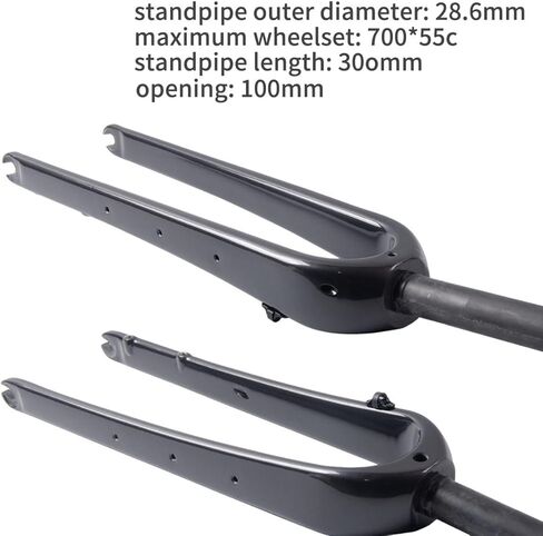 Gravel 700C Carbon Fiber Rigid Fork Road Bike Forks QR 9 * 100mm 1-1/8" 28.6mm Straight/Tapered Tube Hard Front Fork Front Fork Bikes for 55C Tires Disc Brake in Saudi Arabia