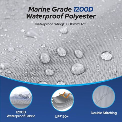 KAKIT Bimini Top للقوارب، مظلة قارب أكسفورد شديدة التحمل 7 طبقات 1200D مع أعمدة دعم وحذاء تخزين (3 أقواس 6'L × 46 بوصة ارتفاع × 61 بوصة - 66 بوصة عرض، رمادي) in Kuwait