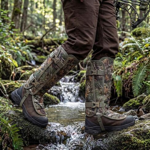 LOOGU Snake Gaiters, Waterproof Oxford Leg Guards with 12 Individual PE Boards, Curved Upper, Reinforced Instep Strap, Adjustable Double Buckles, Camo for Hunting Hiking Trekking in Saudi Arabia