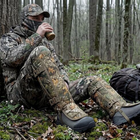 LOOGU Snake Gaiters, Waterproof Oxford Leg Guards with 12 Individual PE Boards, Curved Upper, Reinforced Instep Strap, Adjustable Double Buckles, Camo for Hunting Hiking Trekking in Saudi Arabia