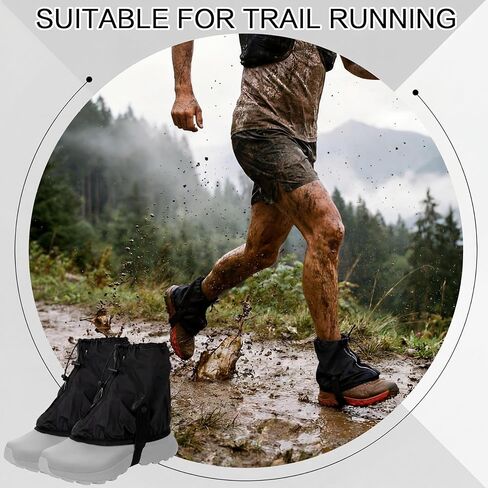 2 Pair Ultralight Trail Gaiters Low Ankle Shoe Gaiters Lightweight Waterproof Leg Guards for Trail Running Hiking, Sand Debris Protection Outdoor in Kuwait