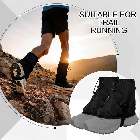 2 Pair Ultralight Trail Gaiters Low Ankle Shoe Gaiters Lightweight Waterproof Leg Guards for Trail Running Hiking, Sand Debris Protection Outdoor in Kuwait