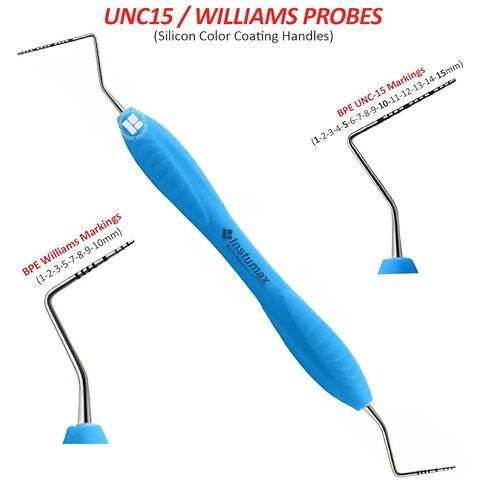 Double-Ended UNC-15/Williams and WHO Ball Ended Perio Probe Explorer with Color-Coated Silicone Handle for Optimal Grip in Saudi Arabia
